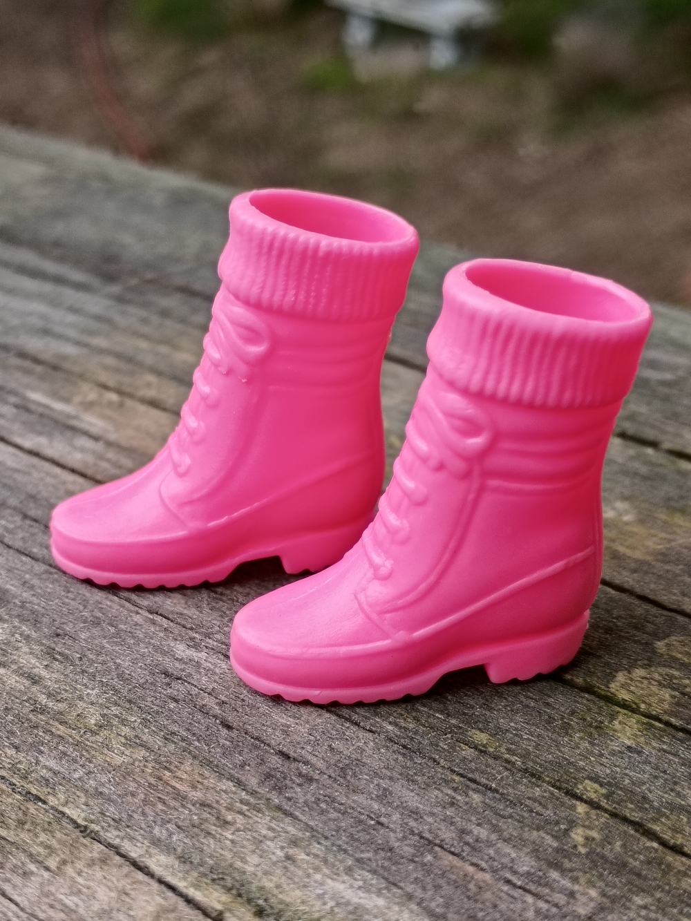 Vtg Barbie Pink Hiking Boots With The Sock Tops